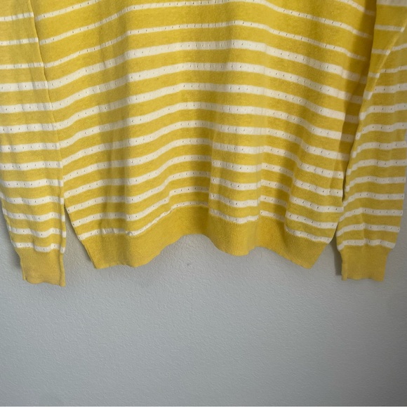 Madewell Yellow and White Striped Pullover Crewneck Studio Sweater Size Small - Picture 6 of 9